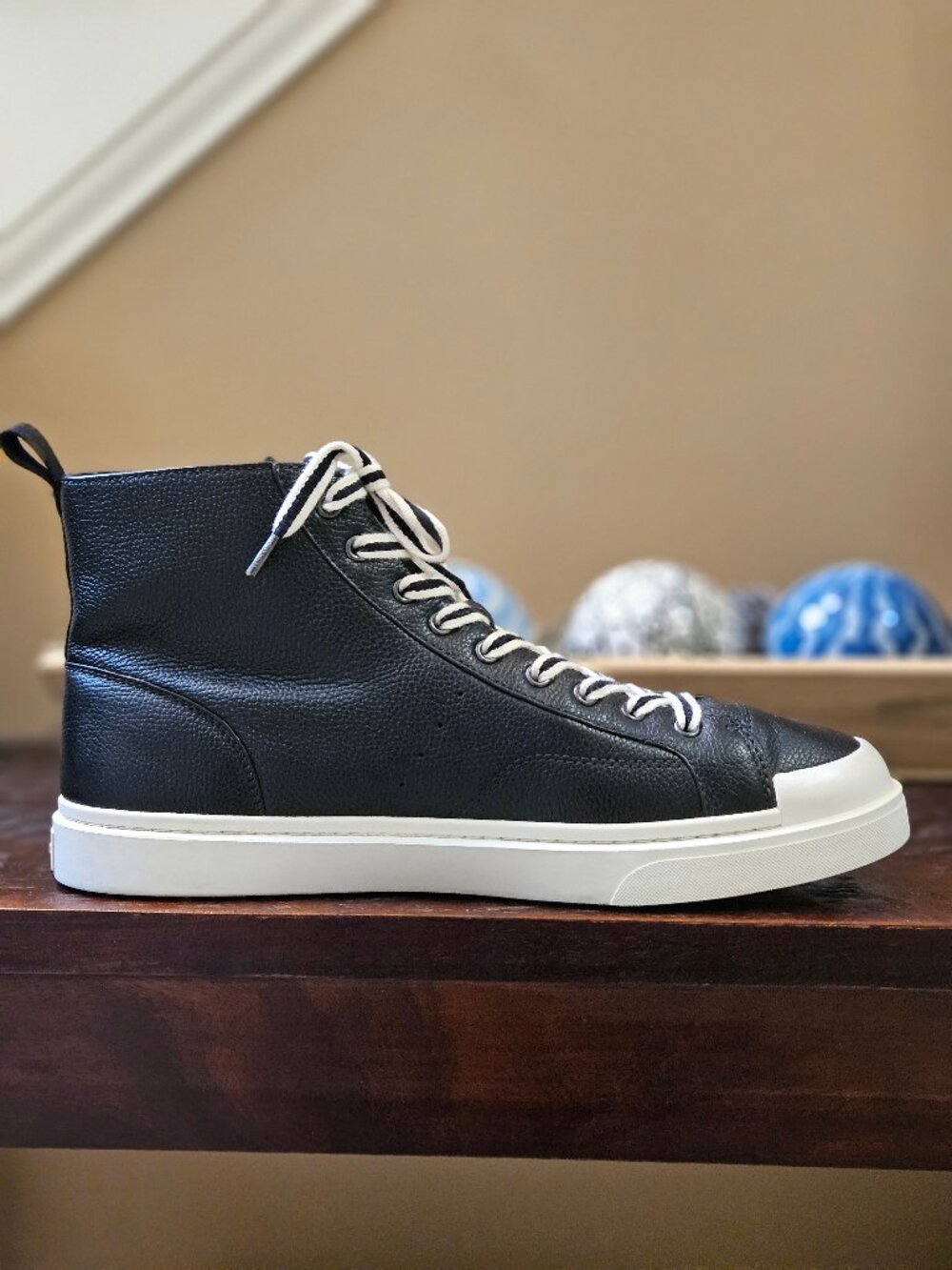 Coach Men's Full-Grain Leather Hi Top Sneakers, Black, Sz 13 (w/extra laces) - Picture 9 of 15